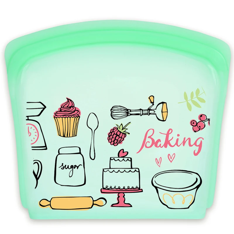 

Food-Grade Silicone Bag Eco-Friendly Reusable Silicone Food Preservation Bag, Light green, light blue, light gold, transparent or custom