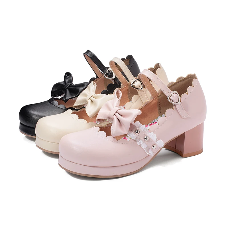 Details about   Sweet Women's Girls Lolita Bowknot Mary Janes Cosplay Casual Chunky Heel Shoes D