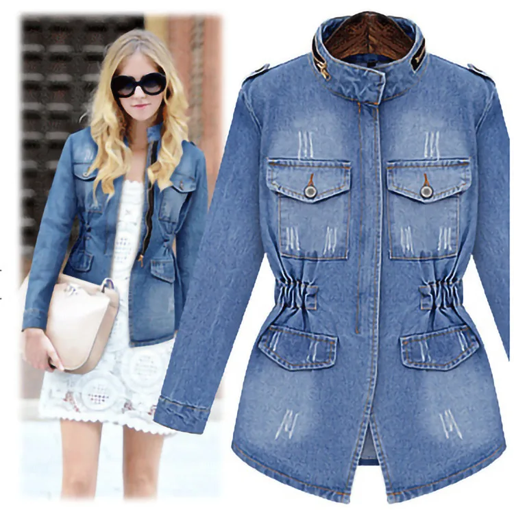 

Hot selling blouse women sexy with low price beaded denim crop top