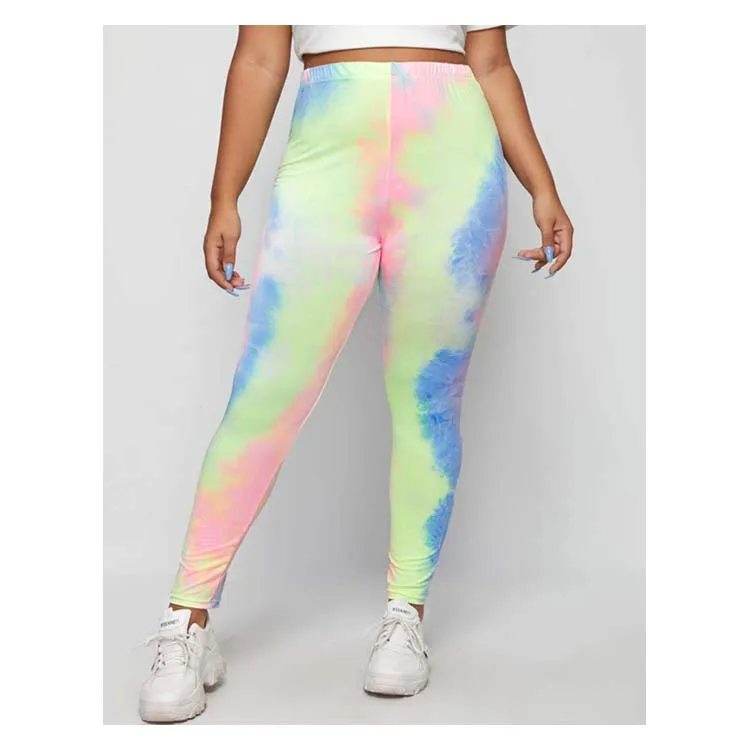 

Hot Sale Plus Size Long Sleeve Elast High Waist Sports Tie Dye Leggings Fitness