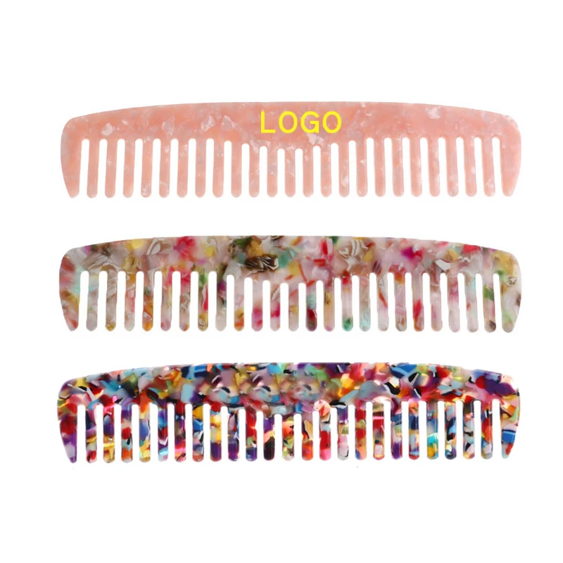 

4mm thickness New anti static leopard hairdresser Four colors acetic acid hair comb customized logo combs for women 890083