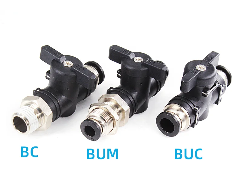 

Pneumatic Plastic Gas Pipe Switch Buc Series Quick Plug Quick Connector Hand Ball Valve Fitting Turn Switch Current-Limiting