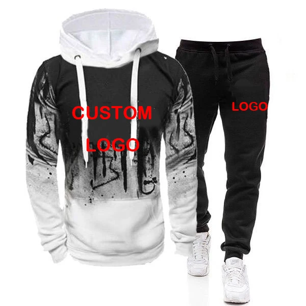 

2021 Tracksuit Men's 2-Piece Hooded Sweatshirt + Pants Pullover Jogging Suit Set Size S-4XL