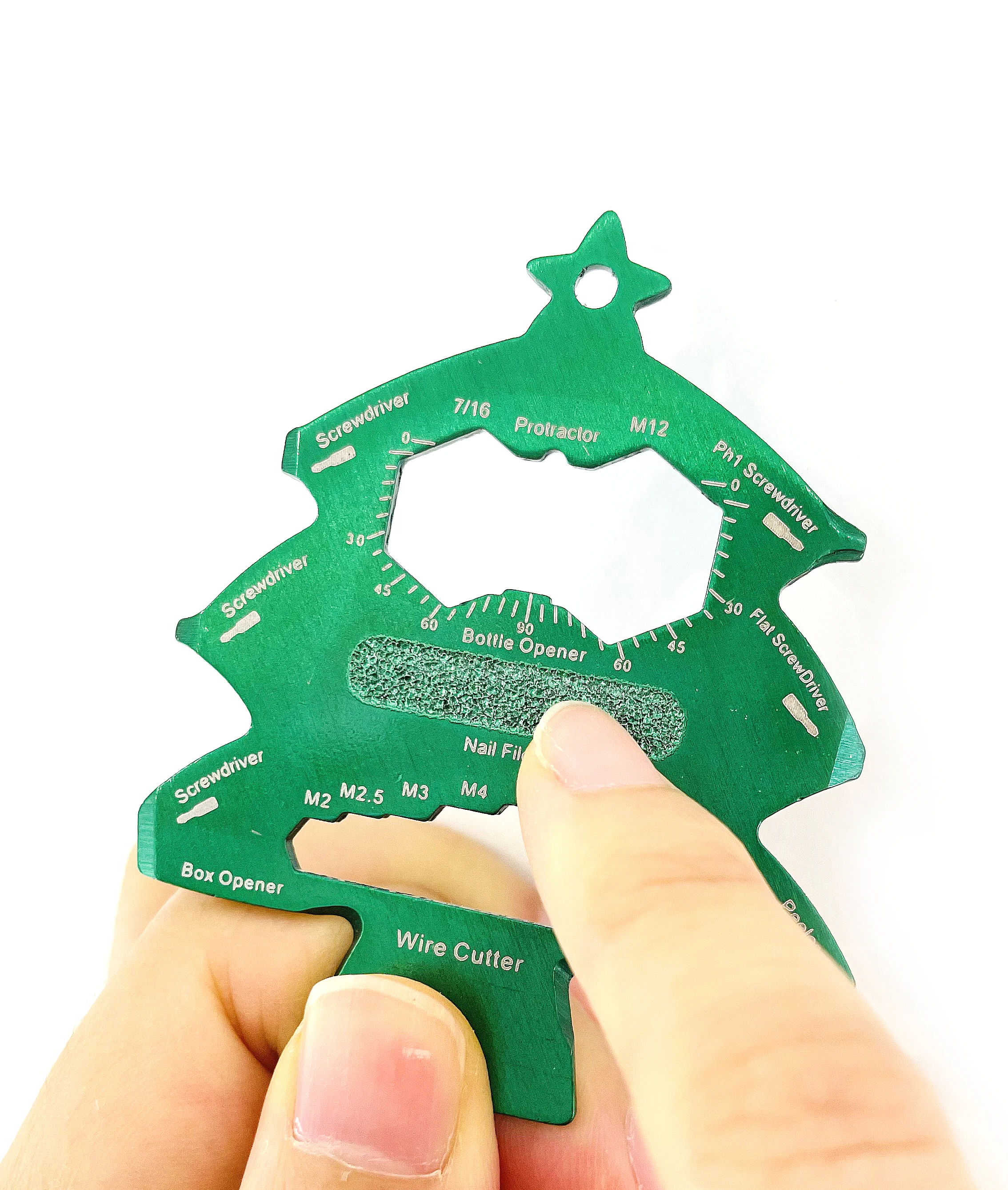 

New Arrival Gift Custom Christmas Tree Shape Multi Tool Card Metal Keychain Bottle Opener