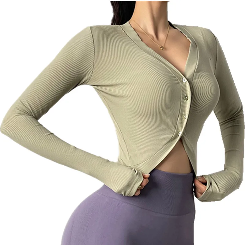 

Customized Womens Long Sleeve Sports Workout Jogging Push-up Crop Top Gym Yoga Jacket