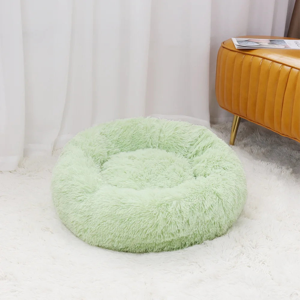 

Indoor Snooze Sleeping Kitten Cute Plush Fluffy Soft Round Cat Bed With Zipper