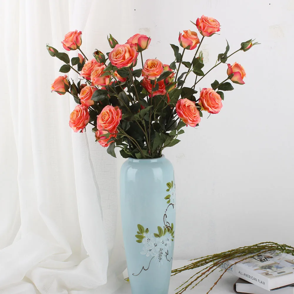 
hot sale flowers centerpieces real touch bouquet wedding decoration red artificial roses flowers for Sale 