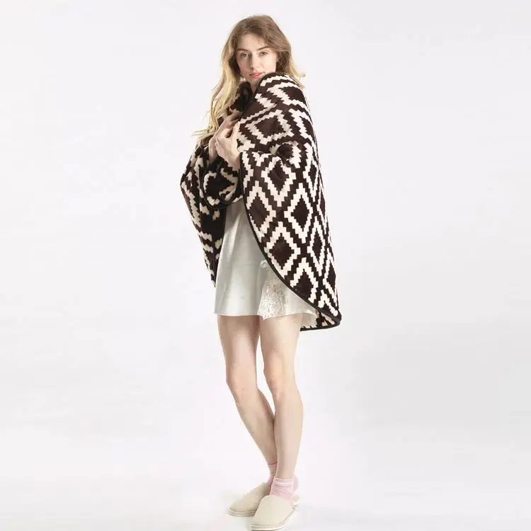 
New product 100% Polyester flannel round heated throw 
