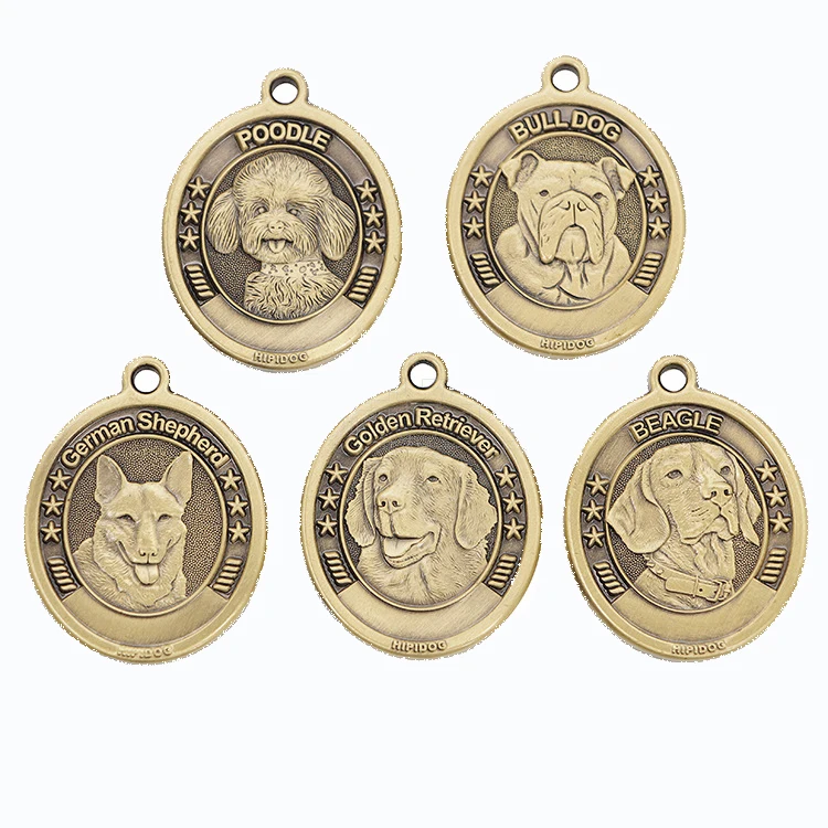 

Antique Brass Cute Pet Tag 3d Commemorative Promotion Coin Necklace Metal Coins Board Game Customised Dog Tags