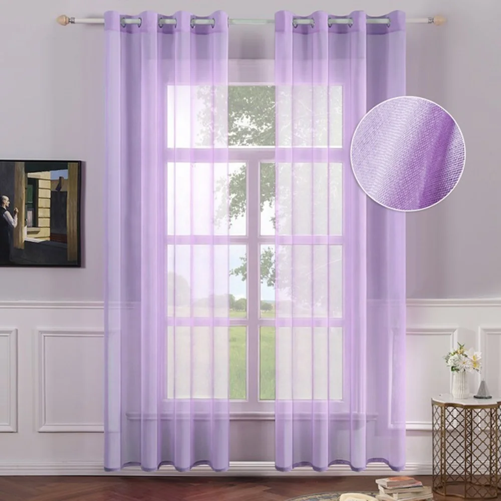 

Cheap Polyester Wholesale Transparent Solid Plain Voile Ready Made Living Room Curtains Grommet Sheer Tulle Curtain for Window