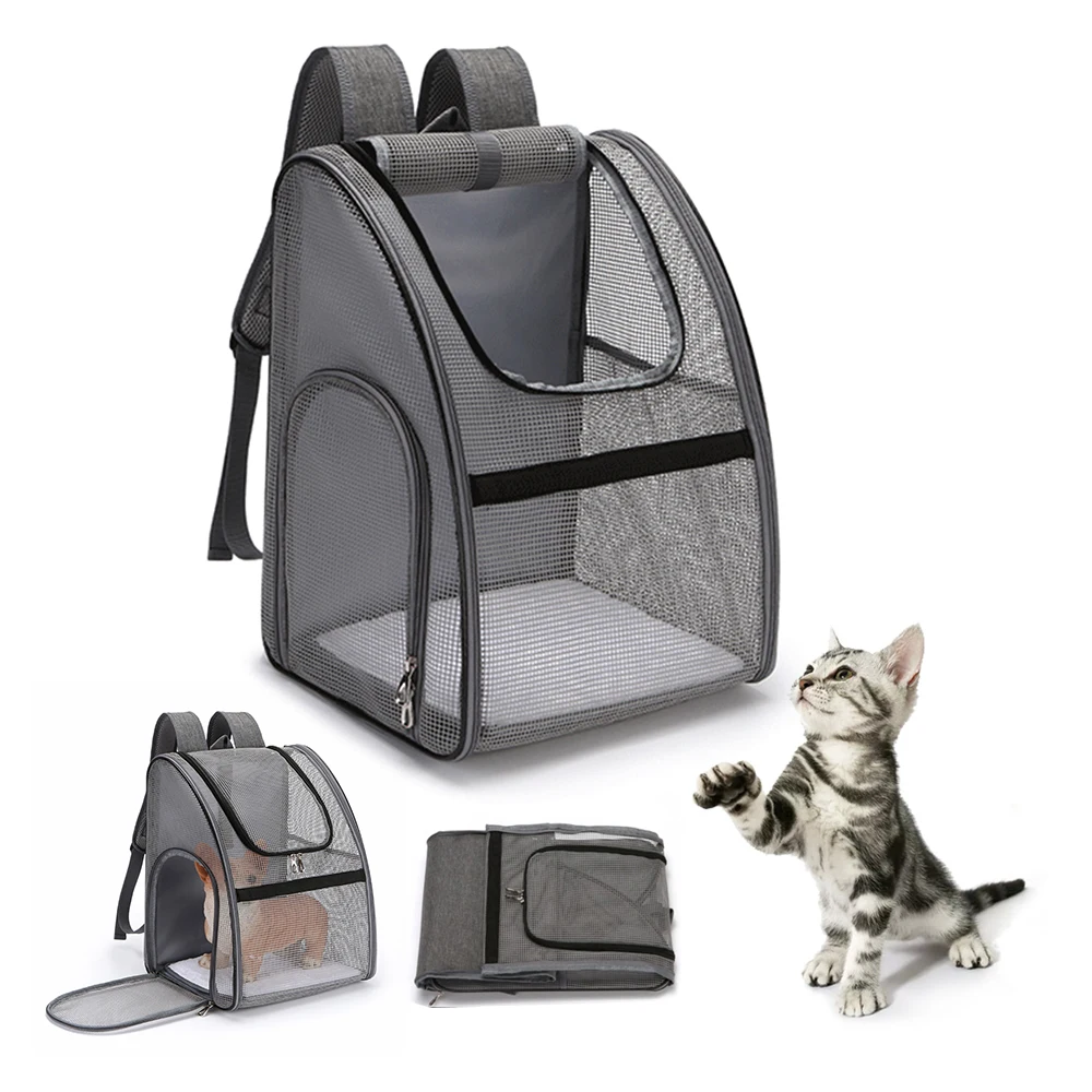 

Fully Ventilated Mesh Pet Backpack Carrier for Dogs and Cats, Black, grey, blue, red