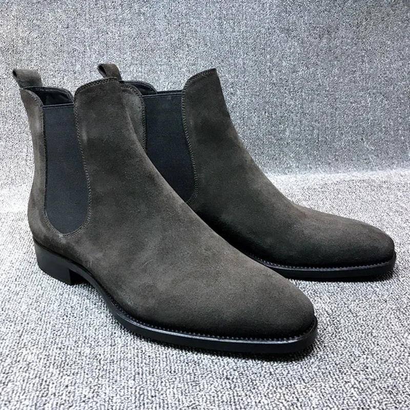 

Trendy American Leisure High-top Boots Big Size Slip-on Faux Suede Ankle Booties Quality Shoes for Men