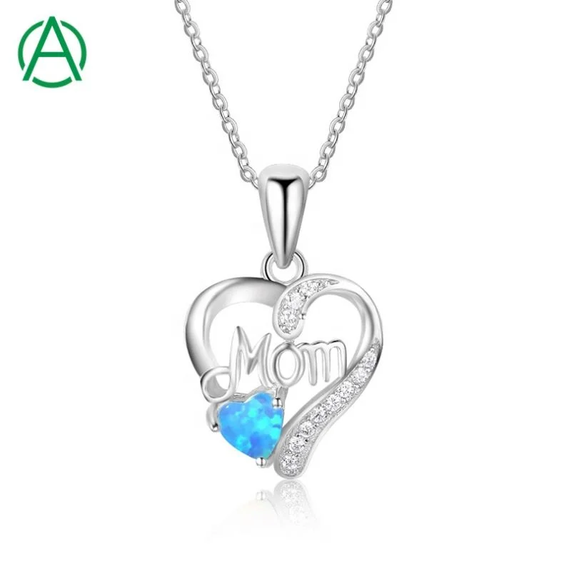 

ArthurGem Necklace for Mom 925 Sterling Silver Wholesale Dainty Pendant Jewelry Gift Moon Heart Opal Necklace Women