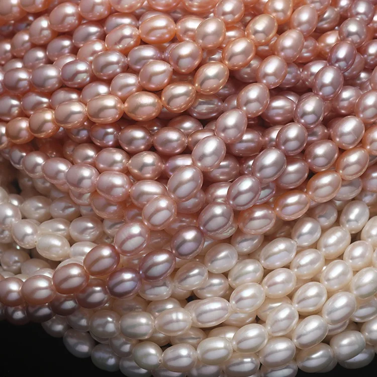 

3-10mm A-3A grade pink purple beads tear drop oval natural fresh water freshwater cultured drop rice pearl string strand