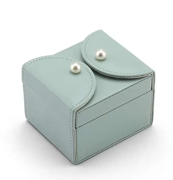 
2019 best selling customized luxury wholesale gift packaging green pu leather portable travel jewelry box 