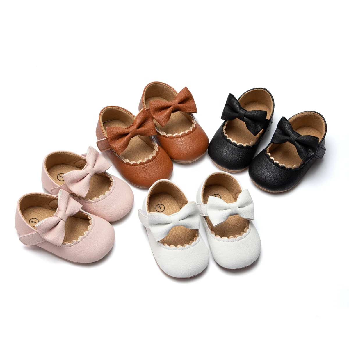 

Manufacturer Baby Princess Shoes Walking Shoes Rubber Soft Sole Pu Comfortable Toddler Women'S Shoes, White / black / pink / brown