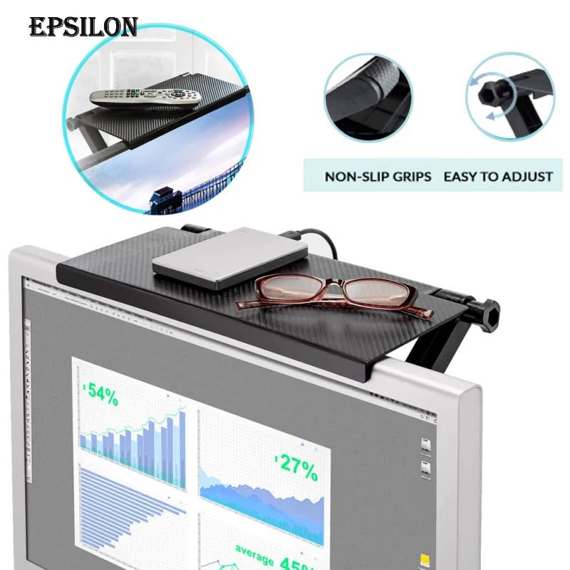 

Epsilon 6-Inch Wide Platform Solid Screen Shelf Adjustable Mount Desktop PC Monitor Used to Place Cable Box Speakers