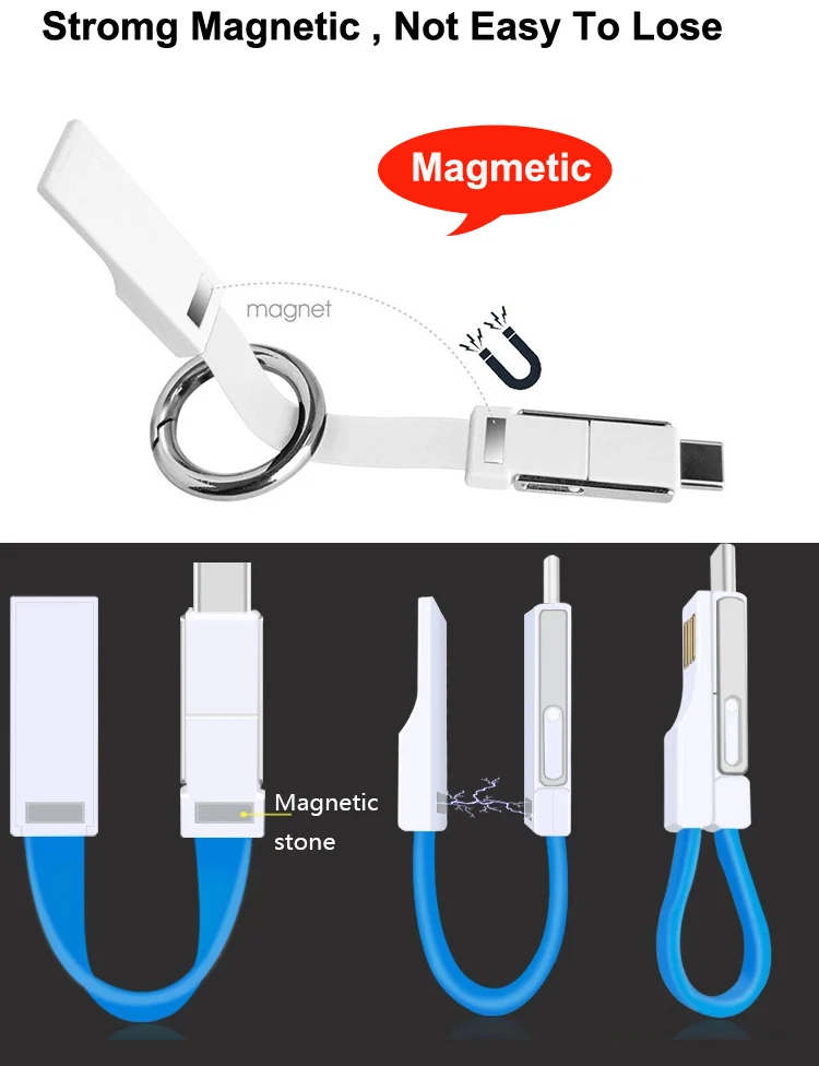Innovative Products 2020 Coloful Portable Mini Fast Charging Short 3 in 1 Magnetic USB Cable For Christmas Gift - ANKUX.COM