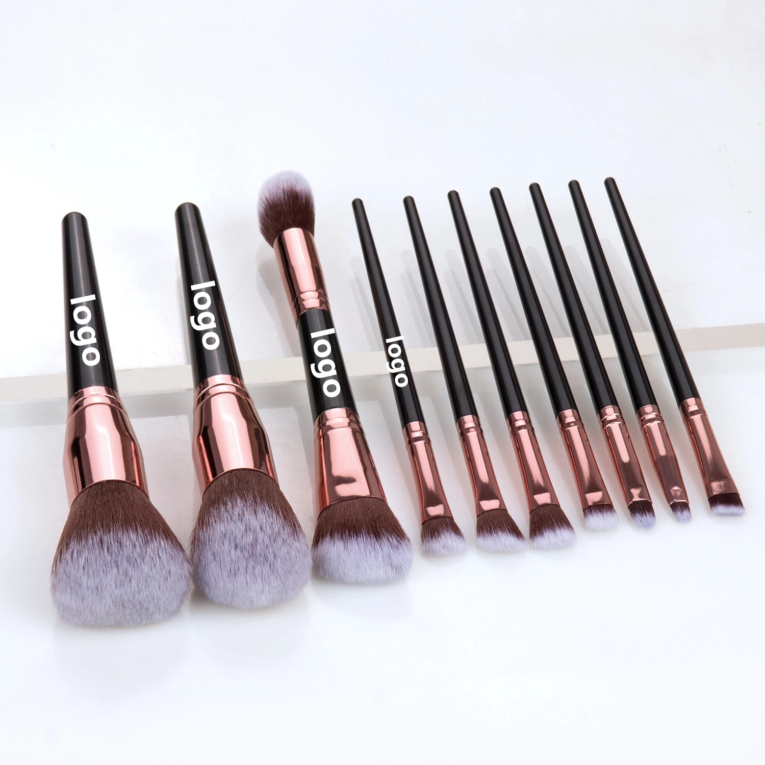

Hot Selling Custom Logo 10pieces Pink Makeup Brushes Set Private Label Rose Vegan Make up Brush Set wood handle with Bag