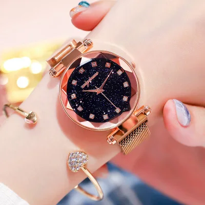 Venta al por mayor reloj digital espejo para dama Compre Reloj electrónico de cuarzo magnético rosado 2020 LED para