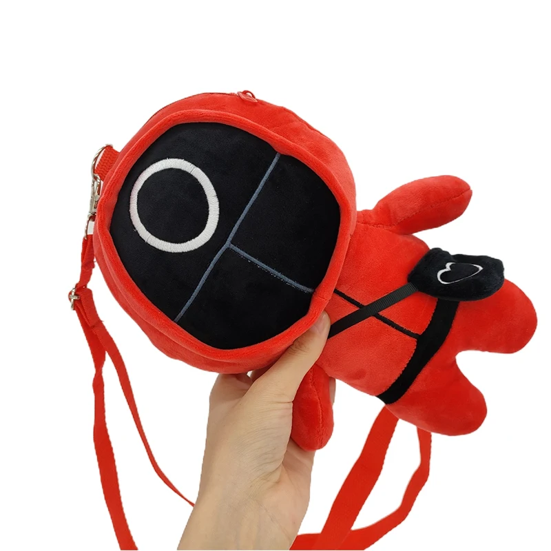 

Free Sample Red Kids Squid Game Toy Backpack Bag Schoolbag Plush Cotton Squid Game Backpack