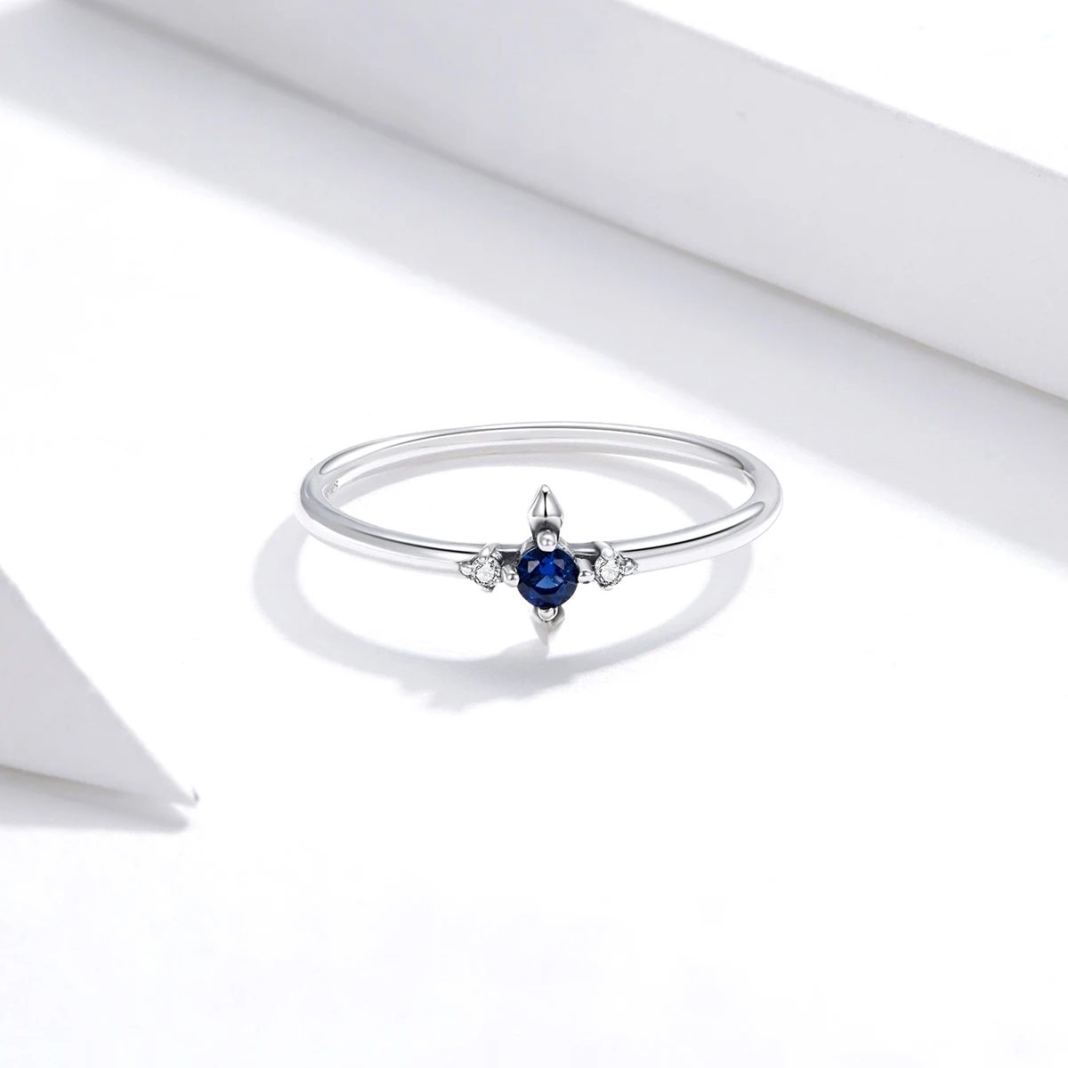 

Beautiful Jewelry Blue Zircon Stone 925 Sterling Silver Simple Cross Womens Rings
