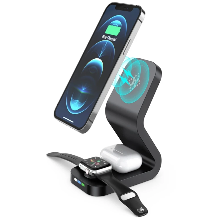 

Small portable fast charging B-13 15W Max 3 in 1 Magnetic Wireless Charger for Mobile Phones