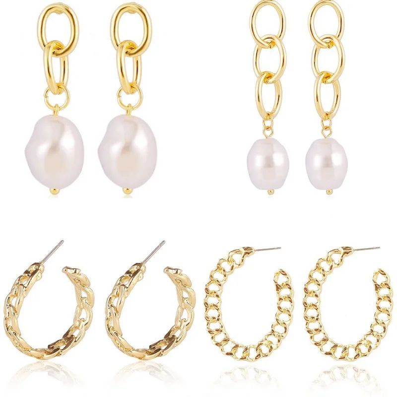 

2020 Fashion Design Amazon pearl Earrings For Women cc chain Drop Earrings Wholesale