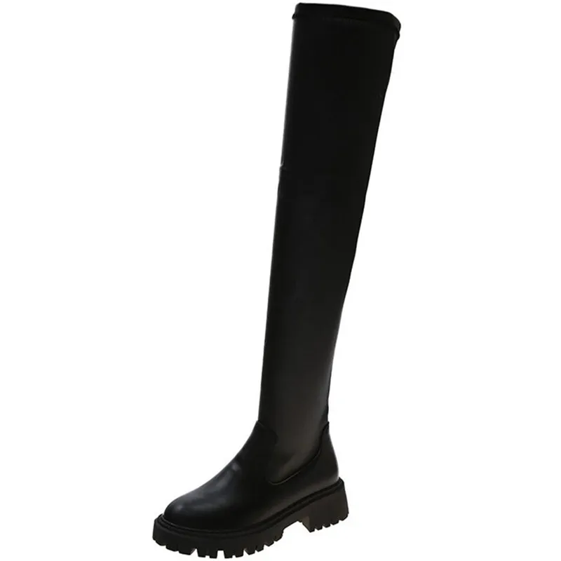

Dropshipping Custom Logo New Women Platform Over The Knee Fashion Lady Slim Round Toe Boot Luxury Party Shoes