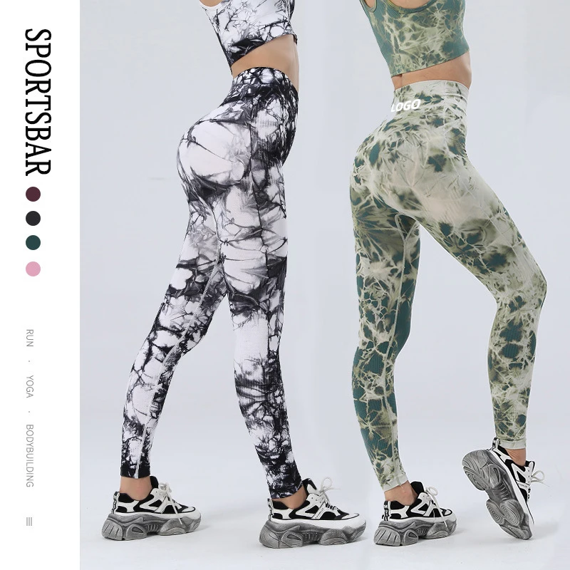 

Seamless leg shaping Yoga Pants high waist, abdomen and hip lifting sports fitness fashion tie dyed Leggings, Black ,grey , green , violet , dark purple