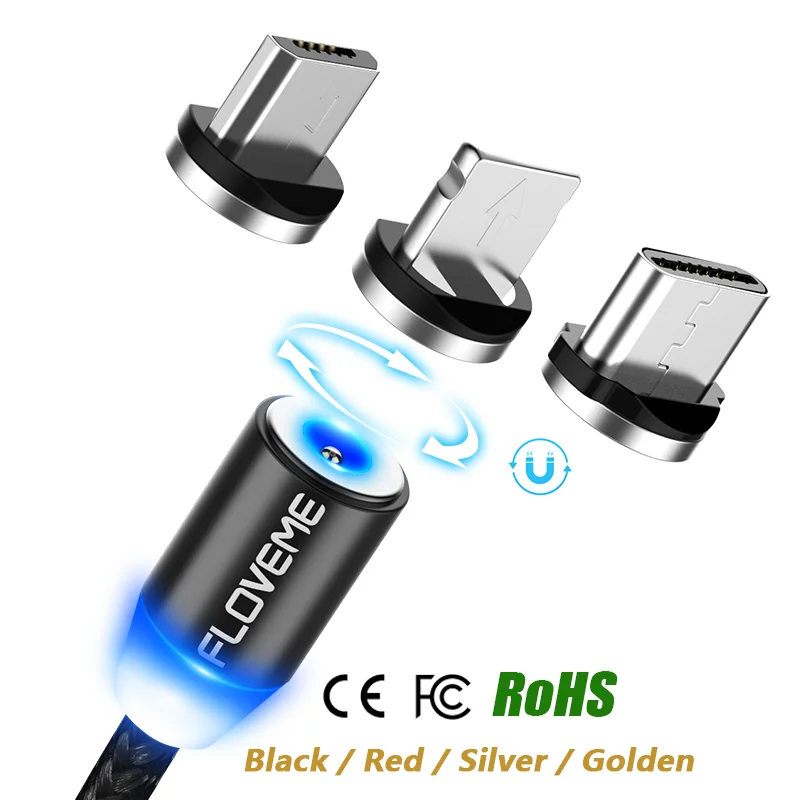 

Free Shipping 1 Sample OK CE FCC RoHS FLOVEME 360 Rotation Magnet Fast Charging Mobile Phone Cable for iPhone Type C Charger
