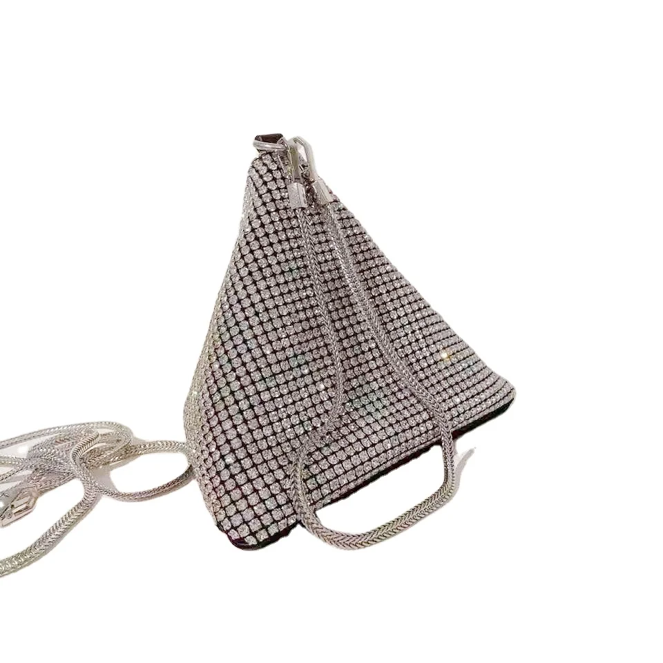 

2021 Xianjian Latest Triangle Silver Purse Clutch Diomand Clutch Pyramid Purse High Quality Boutique Purses (XJEB3456)