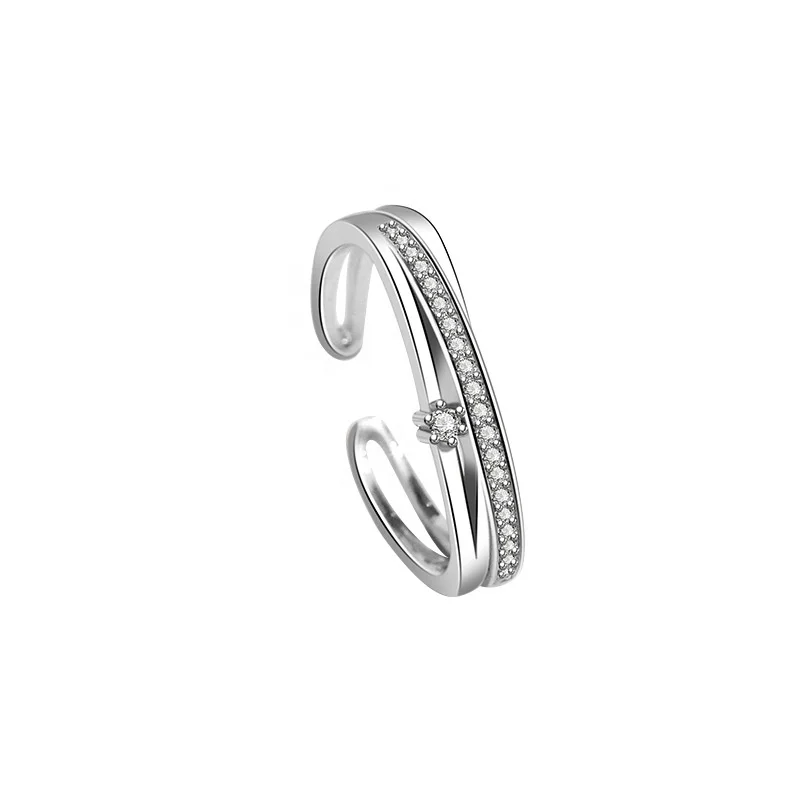 

Fashion Open Diamond Ring Women 925 Sterling Silver Moissanite Jewelry, White