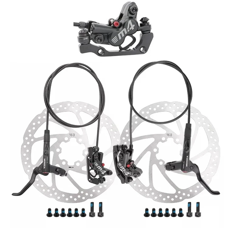 

MEROCA Four-Piston Left Right Front Rear Set CNC Mountain Bike Hydraulic Press Disc Brake Bicycle Brake kit, Black