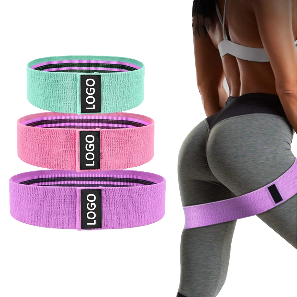 

Strength Training Mini Bands Fitness Exercise Hip Circle Set Non Slip Covered Elastic Booty Fabric Resistance Band, Black, pink, green, purple