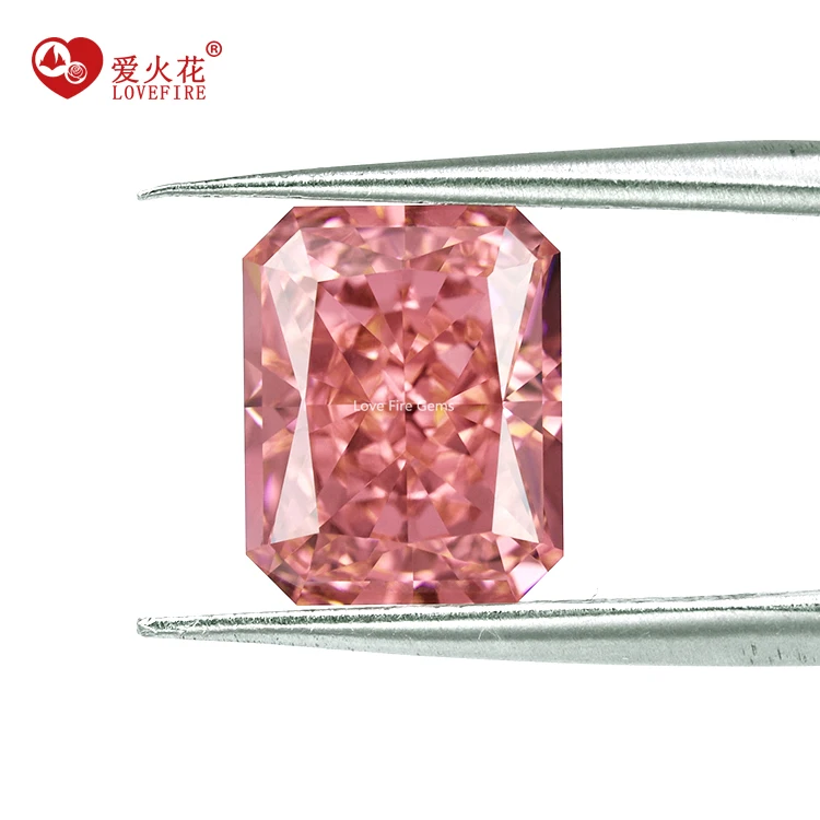 

crushed ice radiant cut fancy padparadscha color octagon shape ice cut cz 8A grade synthetic cubic zirconia