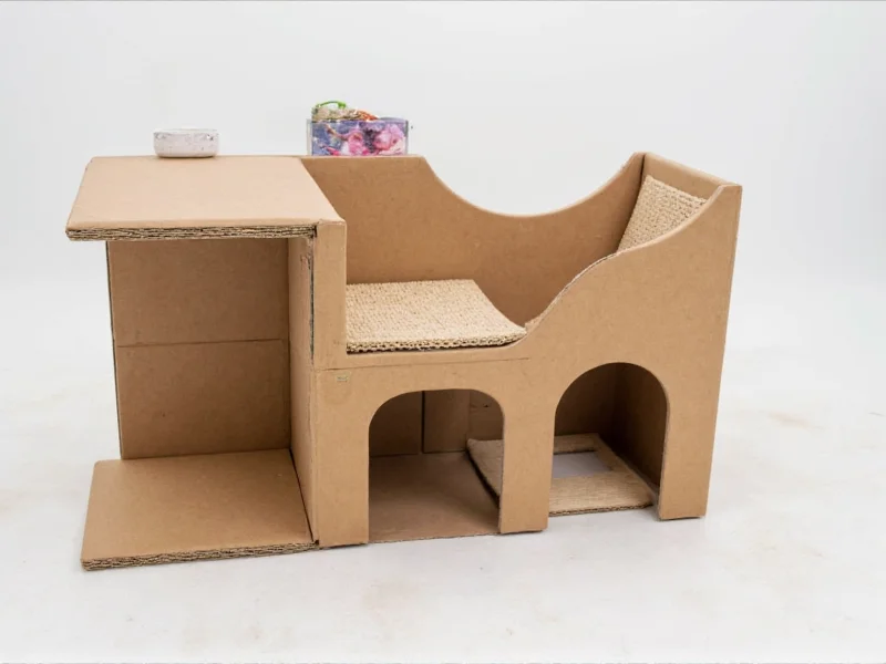 Customizable cardboard cat playground with scratching surfaces