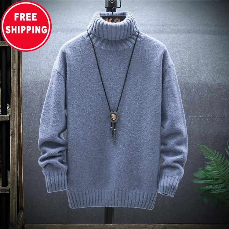 

Pure Color Men's Turtleneck Slim Stretch Thin Pullover Knit Turtleneck Men Pullover Hoodies Sweater Turtleneck Men's Wholesale