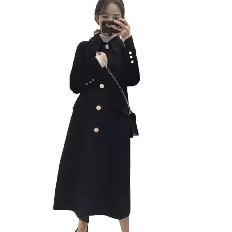 

2020 Fashion Women's Long Winter Wool Coats Double Breasted Jackets casual coat