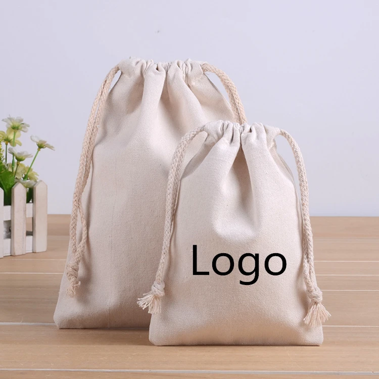 

Small Tea Reusable Plain Organic Cotton Canvas Fabric Muslin Calico Pouch Drawstring Bag With Custom Logo Printed Bluk