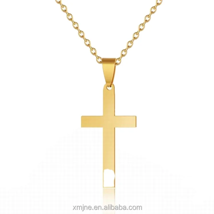 Popular Fashion Cross Necklace Stainless Steel Gold Cross Pendant Necklace