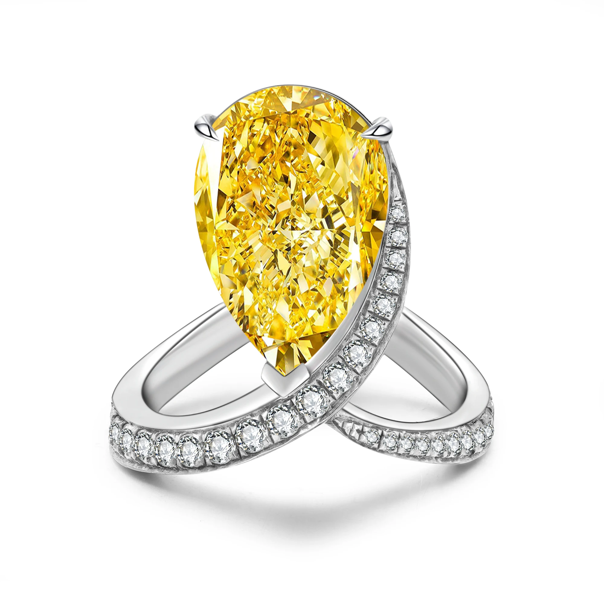 

Fine Jewelry Simulated Gems Diamond Faceted Fine Polished Affordable Handcraft Silver Ring, Yellow