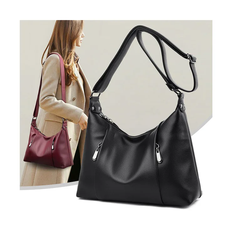 

EG256 New 2022 black soft leather women crossbody bags ladies shoulder handbags