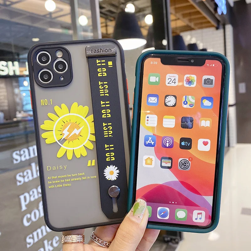 

Free Shipping TPU + PC Daisy Phone Case with Strap for iPhone 11 Pro Max XS Max XR 7