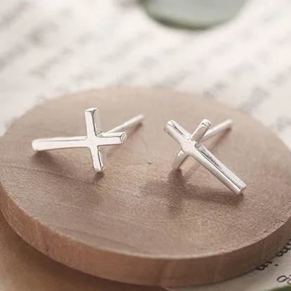 New Hot Fashion 925 Sterling Silver Cross Earrings for Women Fashion Statement Jewelry