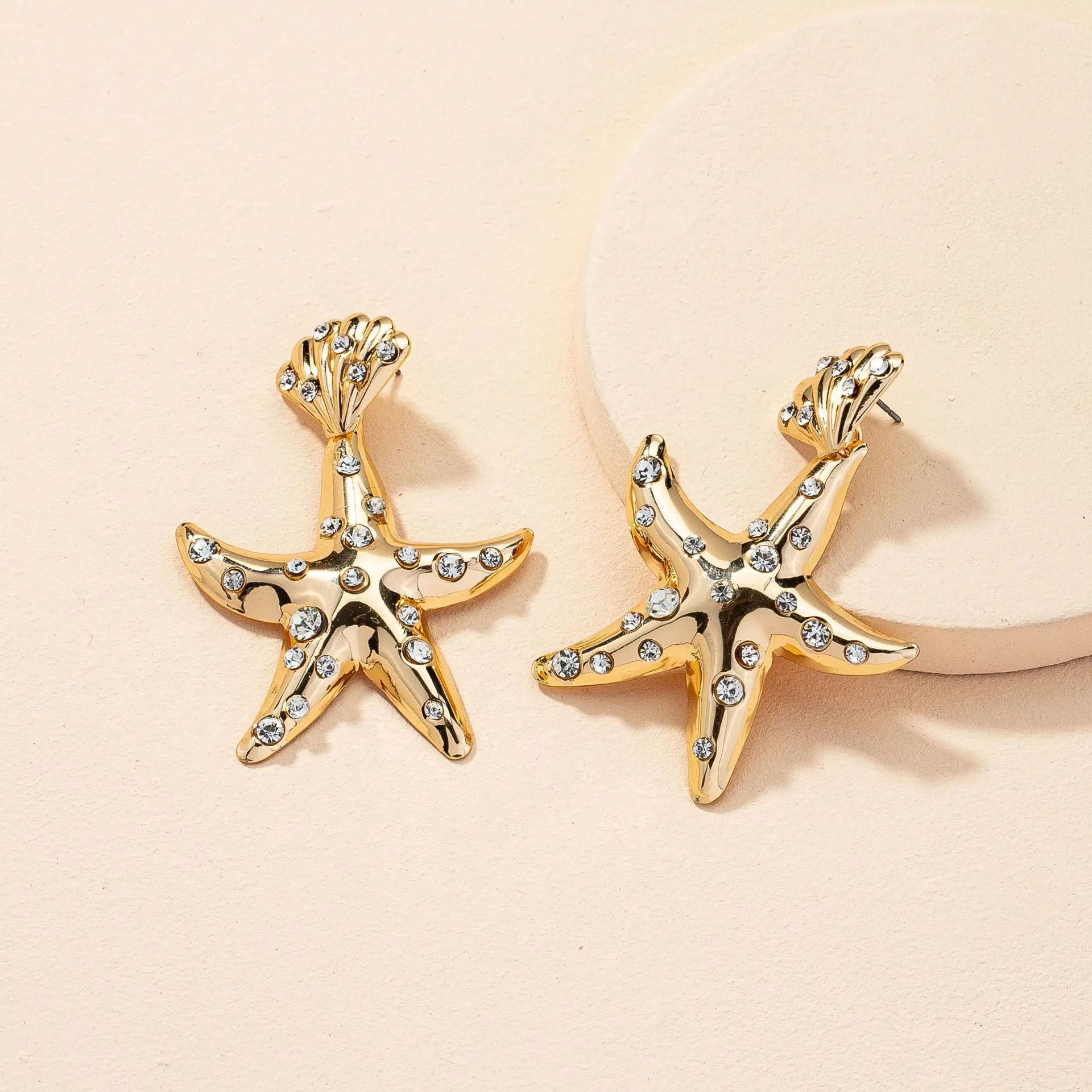 

Popular European 18K Gold Plated Cubic Zirconia Shell Drop Earring CZ Zircon Starfish Dangle Earrings
