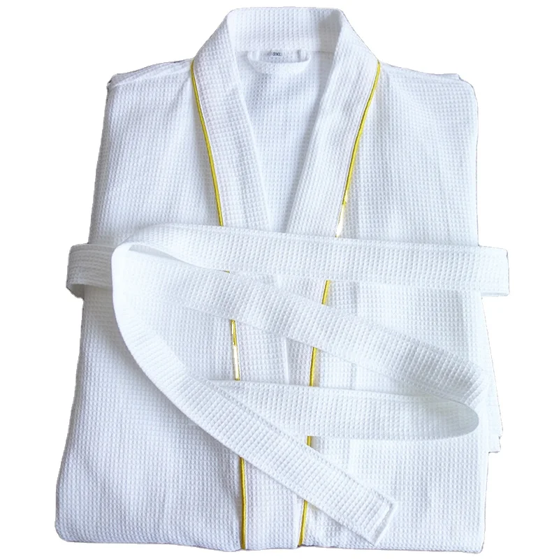 

Luxury hotel Waffle Embroidery 100% Cotton Hotel Bathrobe