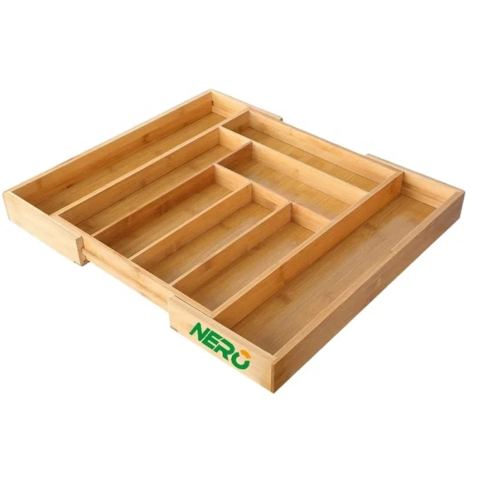 

8 Compartments Expandable Kitchen Drawer Organizer,Multi Purpose Bamboo Cutlery Tray, Customized color