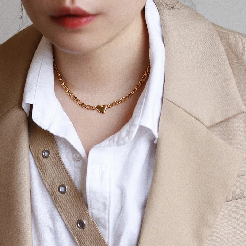 

Women Chokers Necklaces Jewelry 18k Gold Plated Heart Necklace for Women