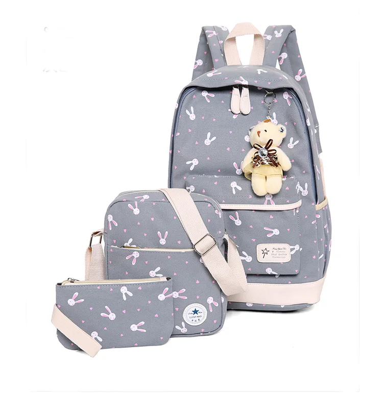 

Factory OEM 3 bags in 1 set back pack canvas bag Sports Canvas Backpack Schoolbag backpack set